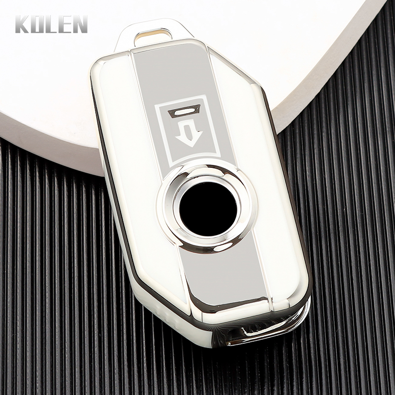 Tpu-flipnøkkeldeksel til bmw  r1250gs r1200gs c400gt f750gs f850gs k1600b k1600gt r1200rs r1200rt f900r f900xr motorsykkel: Hvit