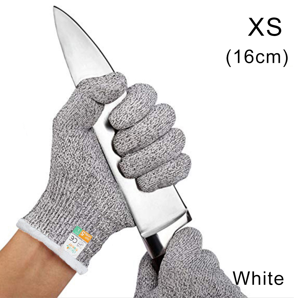 High-strength Grade Level 5 Protection Safety Anti Cut Gloves Kitchen Cut Resistant Gloves for Fish Meat Cutting Safety Gloves: White-XS-16CM