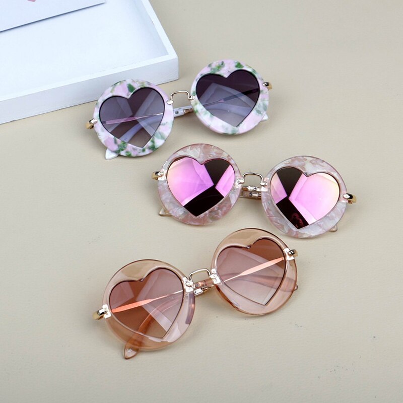 Kids Boy Girl Sunglasses Goggles Children Heart Shape Eyeglasses Kid UV Protection Reflective Mirror Colorful Sunglasses