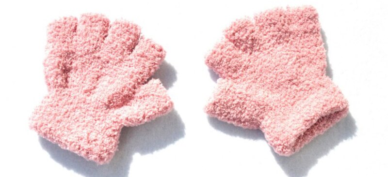 Nuovi bambini di inverno caldo guanti mezzi della barretta per 4-11 anni di età guanti mezzi della barretta: Colore rosa