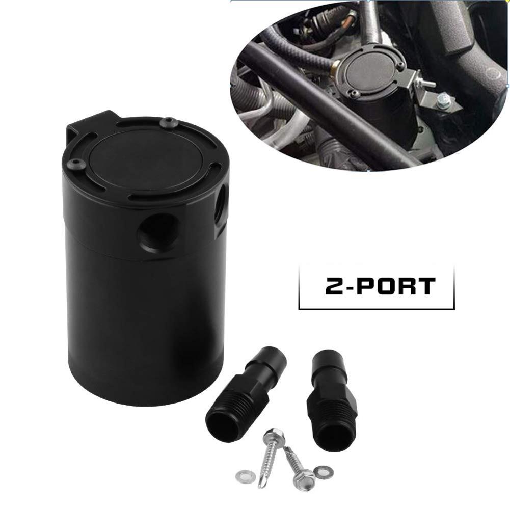 Universal Compact Baffled 2-Port Aluminum Oil Catch Can Reservoir Tank Reservoir Turbo Oil Catch Can: Default Title