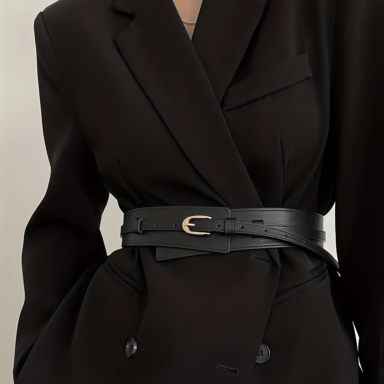 Faja desmontable de cuero PU, hebilla, cinturilla ancha, abrigo Vintage, cinturón de vestir para mujer