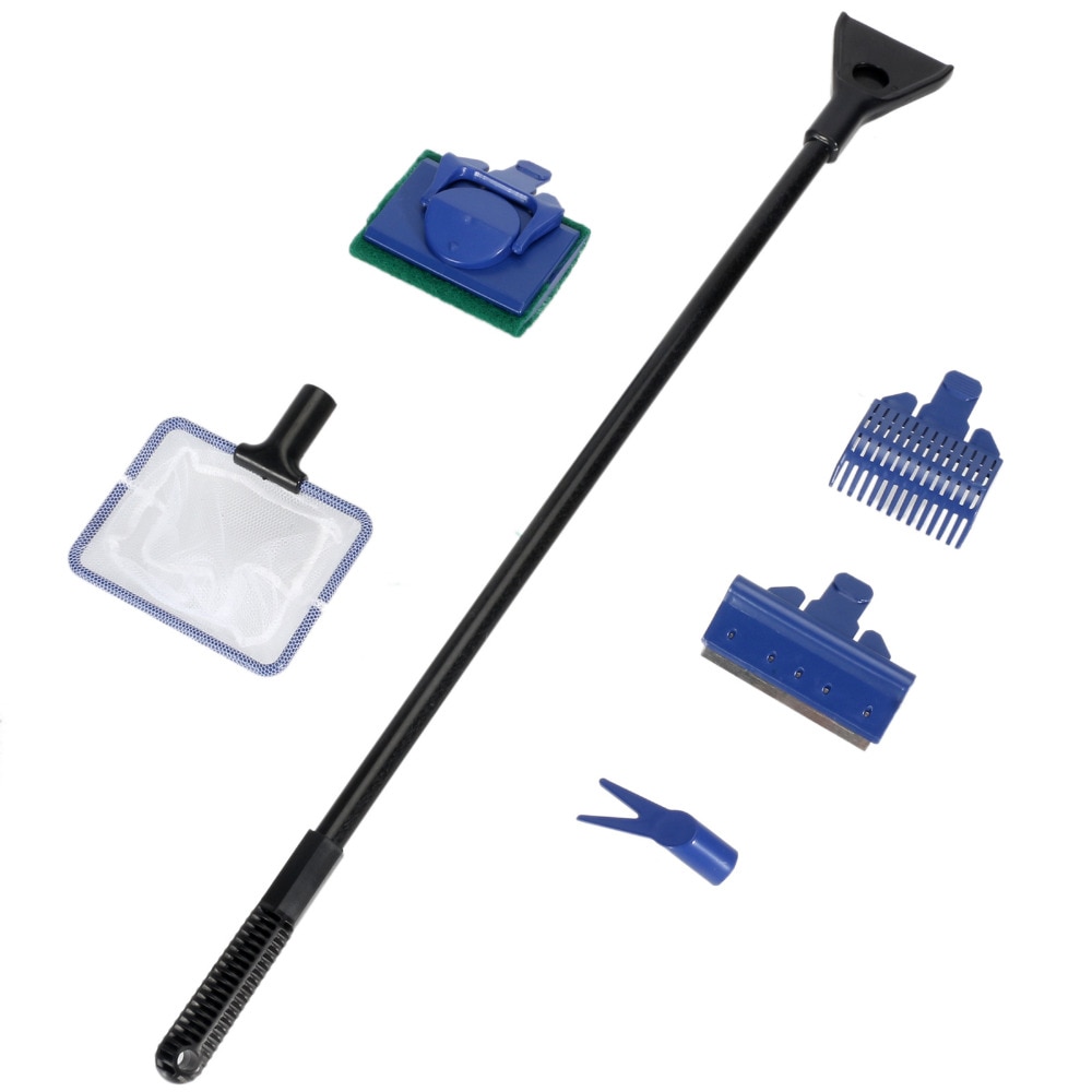 Docean 5 in 1 akvarietank rent sett fisk grus rake alger skrape gaffel svamp børste glass kjæledyr vannrenseverktøy