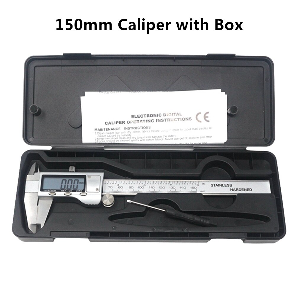 6" 150mm 8'' 200mm Stainless Steel Digital Caliper Electronic Micrometer Vernier Calipers Measuring Tool: 150mm with box