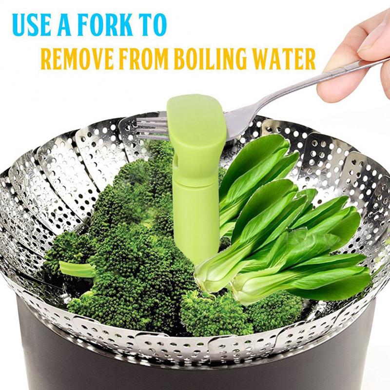 nuevos utensilios de cocina de acero inoxidable vaporera cesta de alimentos malla vaporera inoxidable plegable alimentos frutas vegetales Vapor olla