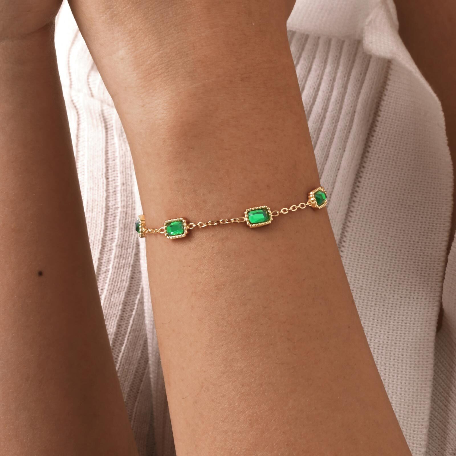 retro grüNe Zirkon Anhänger Halskette für Frauen, Kristallstein Kette Edelstahl vergoldet Luxus Geburtstagsgeschenke