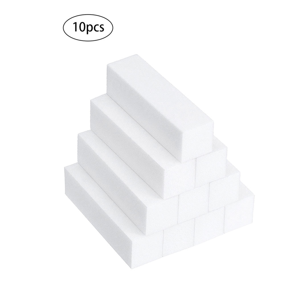 10PCS White Nail Buffer Block 4 Way Sanding Block Files Sponge Nail File Nail Polisher Manicure Tool For Salon