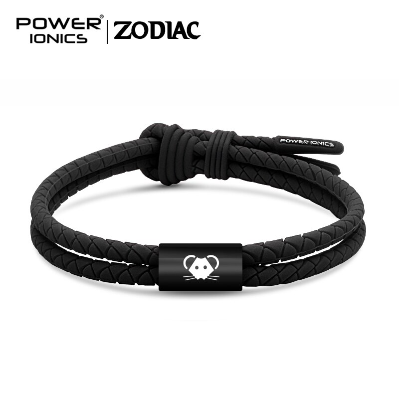 Power Ionics WEAVE BAND Unisex Waterproof Ions and Germanium Sports Bracelet Free Lettering: Black-Mouse Ring