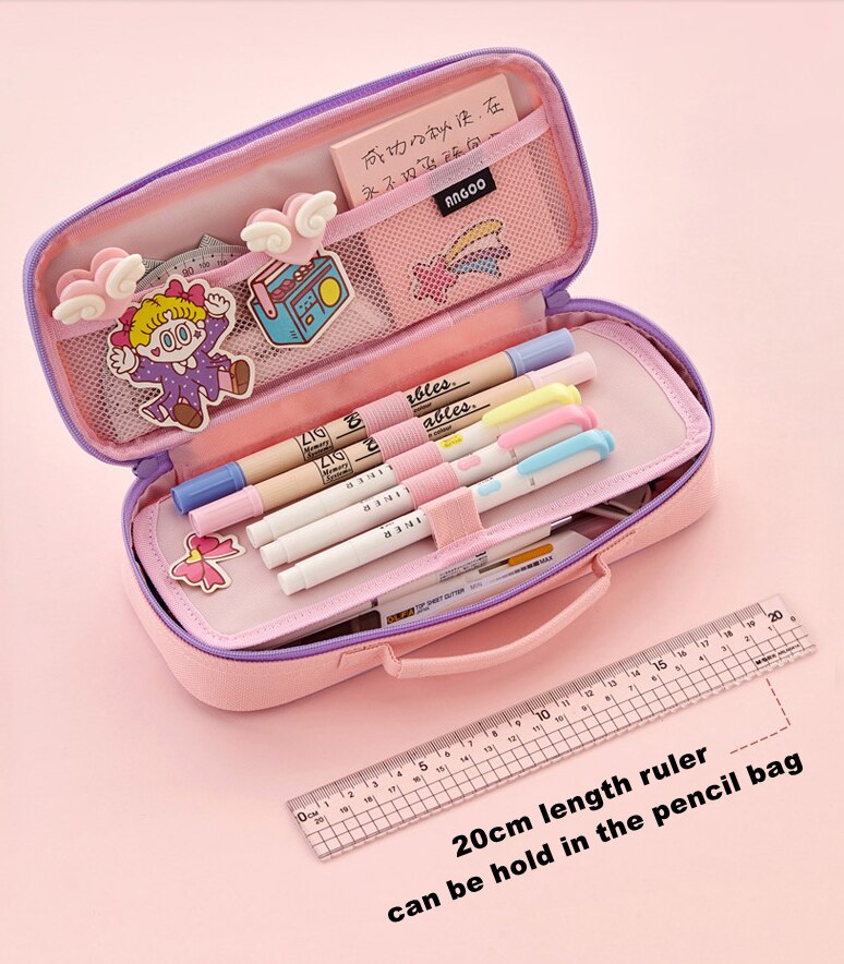 Estuche escolar Kawaii con mango y bolígrafo de gran capacidad para niñas y niños, Kit de papelería, 1 unidad