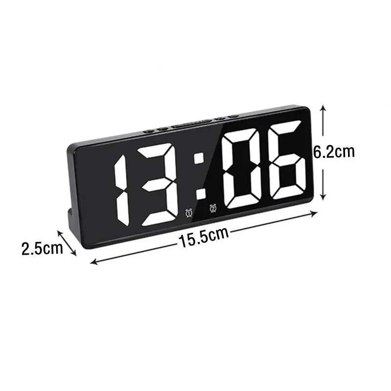 Spraakbesturing Digitale wekker Temperatuur Snooze Nachtmodus Desktop Tafelklok 12/24H Anti-storen Functie LED Klokken Horloge