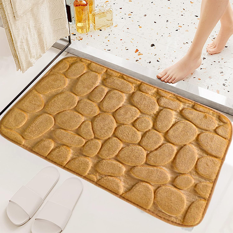 Large Bathroom Mat Soft Absorbent Pebble Foot Mat Anti Slip Bath Mat Bedroom Balcony Carpet Entrance Floor Mat Long Kitchen Mat: 40x60+40x120cm / light yellow