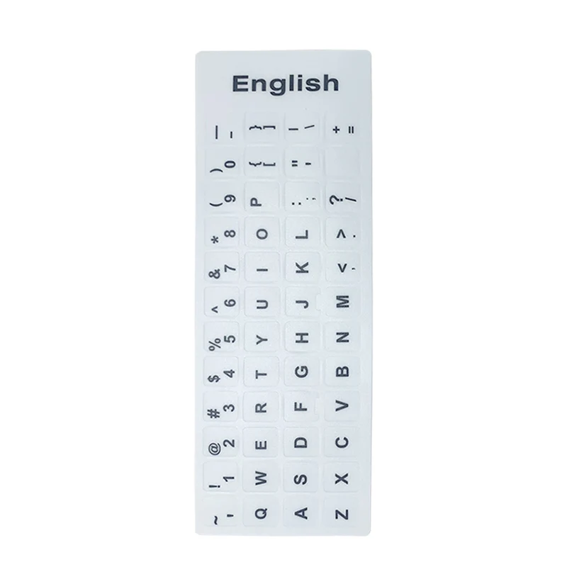 Udskiftningsklistermærke med tastaturbogstaver engelsk/russisk/koreansk/spansk/italiensk/sprog til computer bærbar notesbog desktop: Hvid