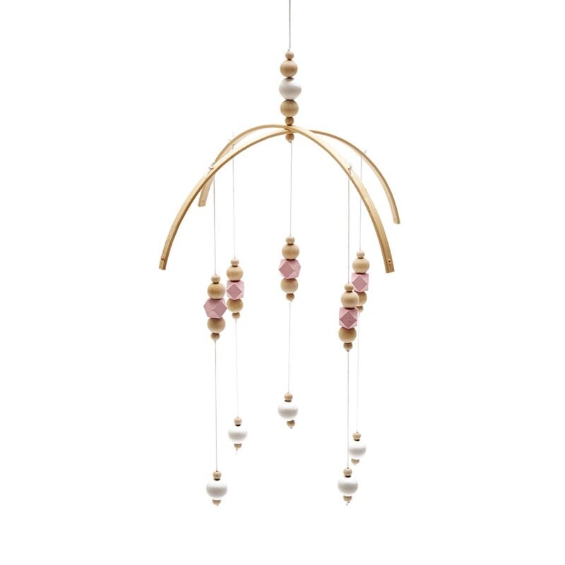 Nordic Baby Rattle Toys Wooden Beads Crib Wind Chimes Newborn Bed Hanging Toy