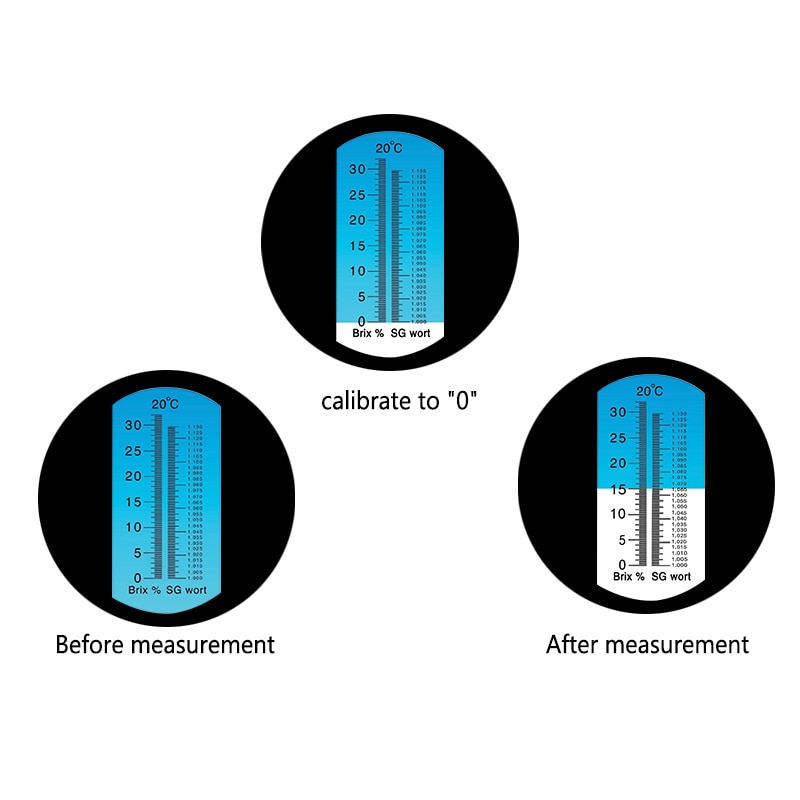Brix-refraktometer, Bahre Würze und Wein Meter, Dual Skala-Spezifisches gewicht 1,000-1,120 und Brix 0-32% Bahre Alkoholometer Werkzeuge