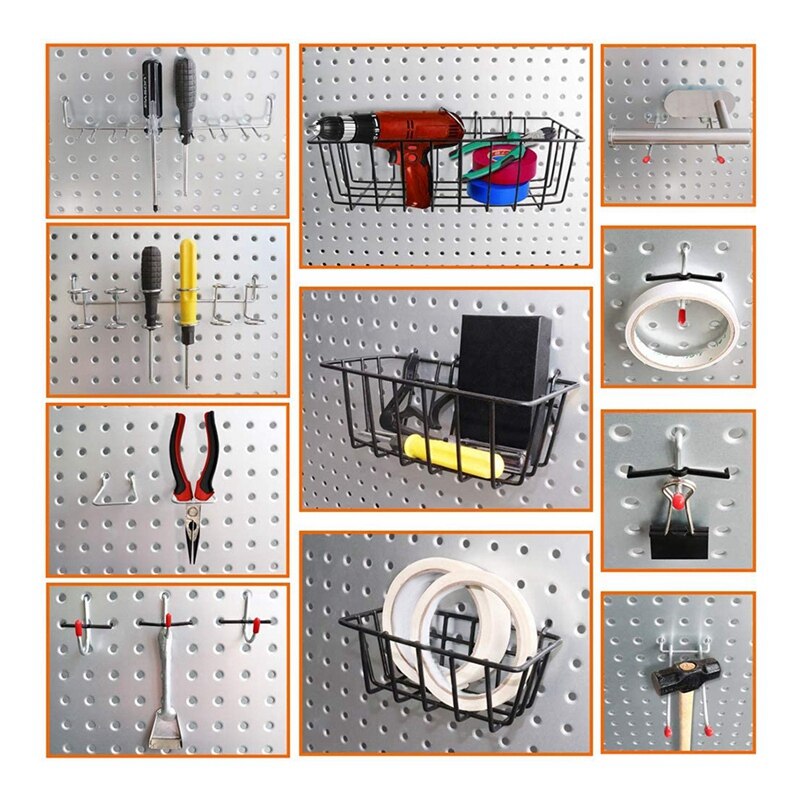 120PCS Pegboard Accessories Organizer Kit ,Pegboard Hooks Assortment, Pegboard Bins, Metal Hooks for Hanging Storage