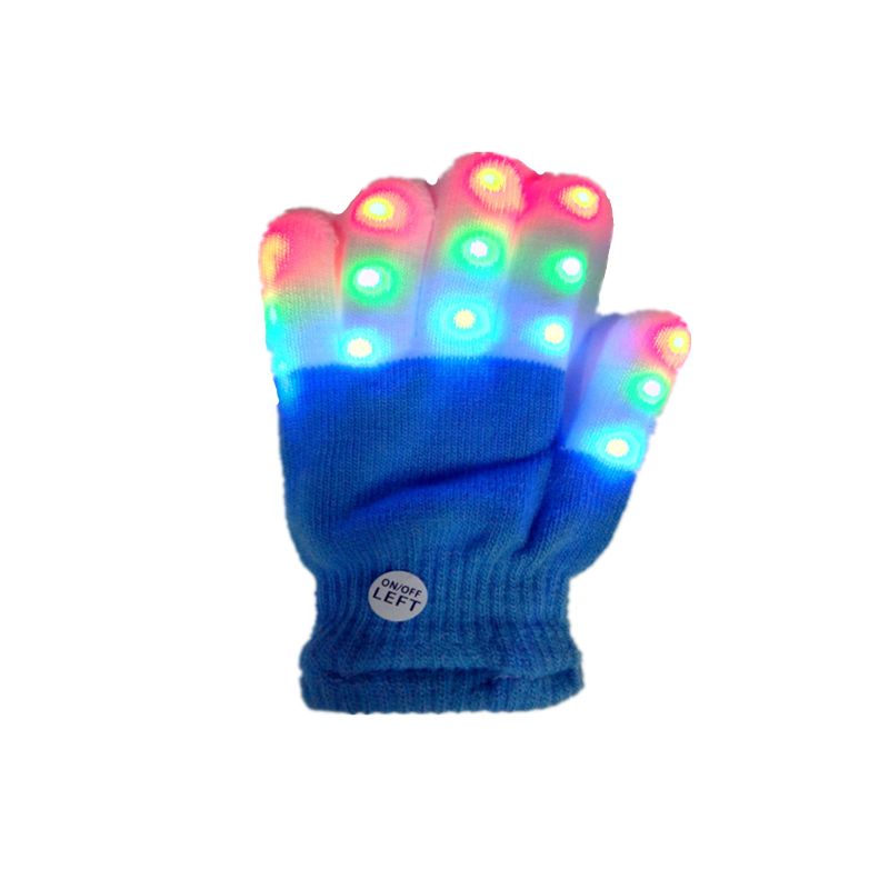 Børn led finger lys op handsker, små 6 tilstande blinkende led varme handsker 72xc: C