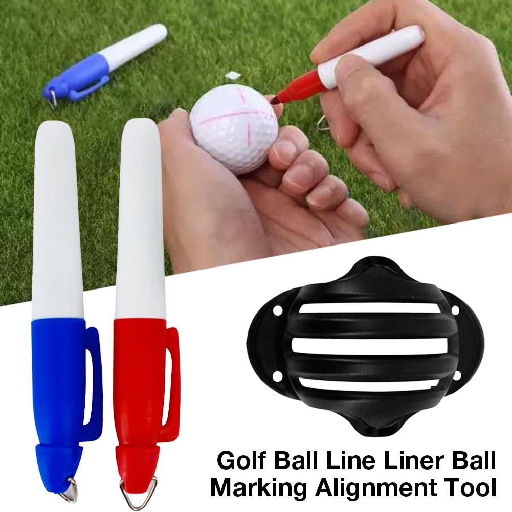 2 Stuks Rood Blauw Golfbal Liner Markers Pen Alignment Tool Liner Bal Markering Pen Tekening Levert