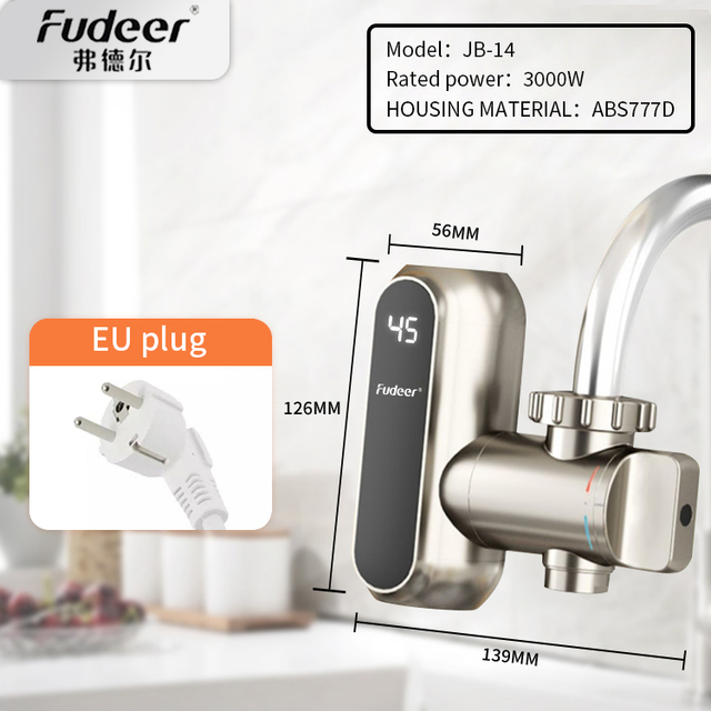 Fudeer Electric Water Heater Kitchen Faucet Conector Instant Water Tap Adapter 220V Water Heater Bathroom Accessories: black