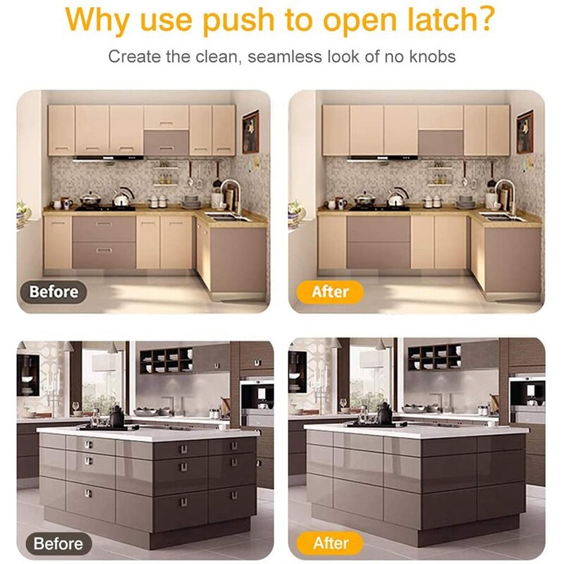 Push Latches for Cabinet 4 Pack Recessed Cabinet Push Open Latch Push Press Latch for Drawer Push Release Latch