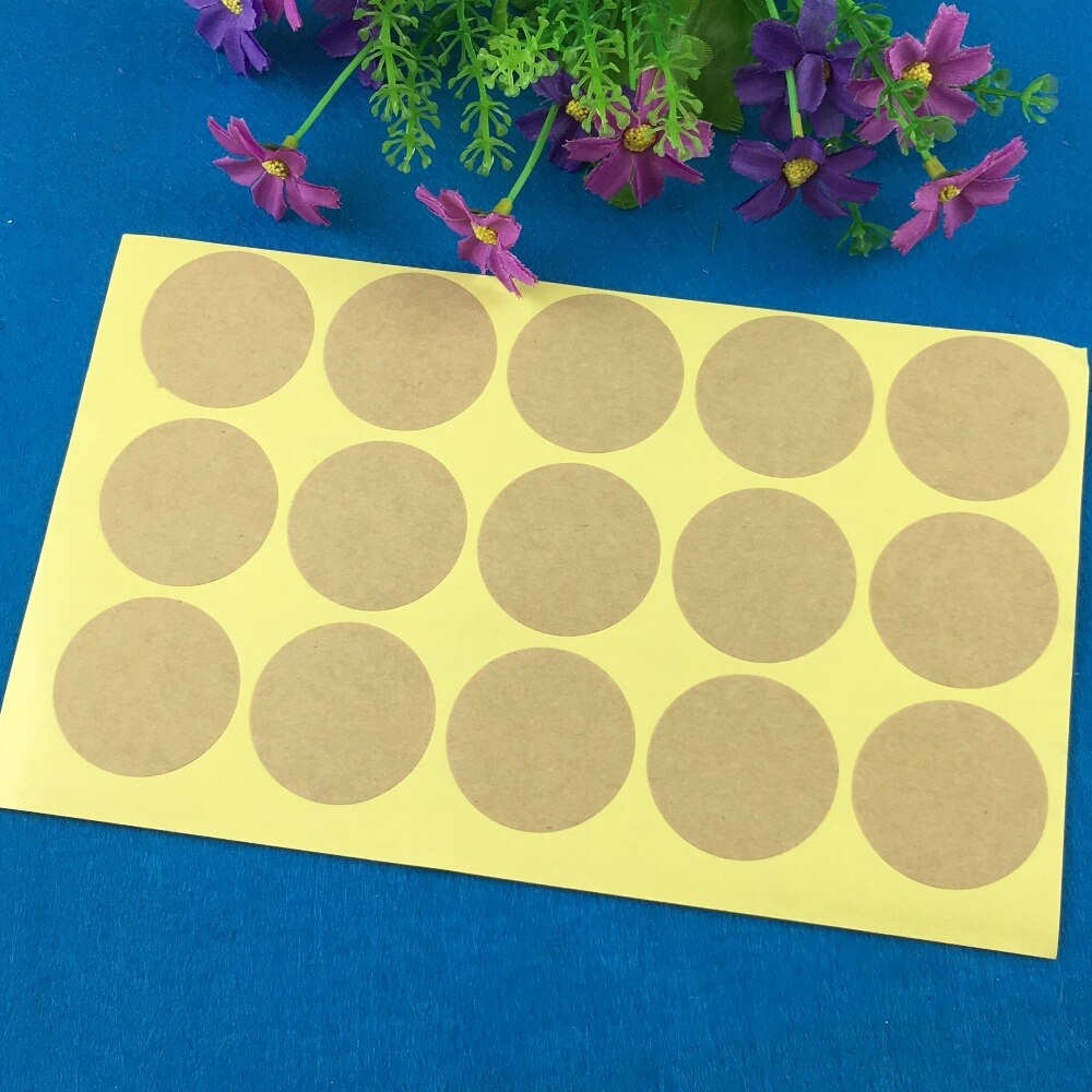 600 Stks/partij 4 cm Kraft Blanco Papier Sticker Ronde Plakboek Kalender Printting Labels Seal Voor /Bak/Box/sieraden/Cake/