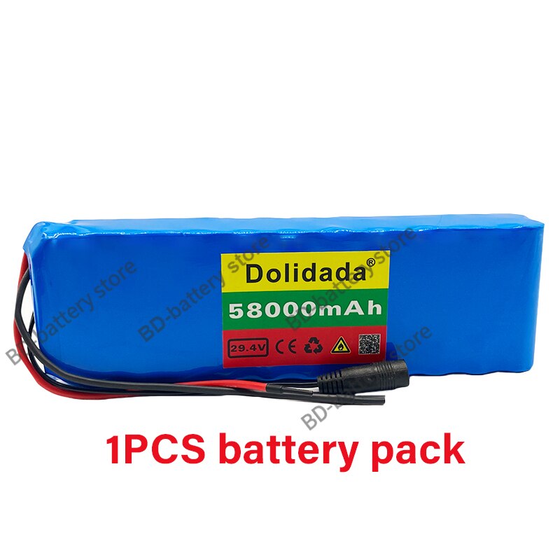 24V 58Ah 7s 3p 18650 batterie lithium-batterie 24v 58000mAh elektrische fahrrad moped elektrische lithium-ionen akku + Ladegerät: Gold