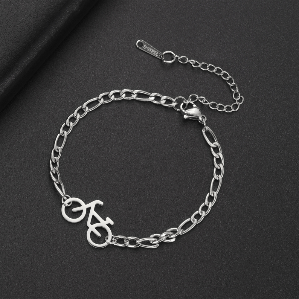 My Shape Pulseras de bicicleta para hombre y mujer, cadena de pie con colgante de acero inoxidable, cadena de mano, tobilleras, joyería: 17 cm / Color amarillo dorado claro