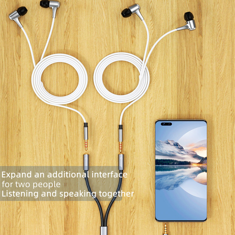 3.5mm- jack ljudkabel par dator mobiltelefon 1 to 2 ljudkabel högtalare hörlursdelare 4- sektion polport kontaktkabel