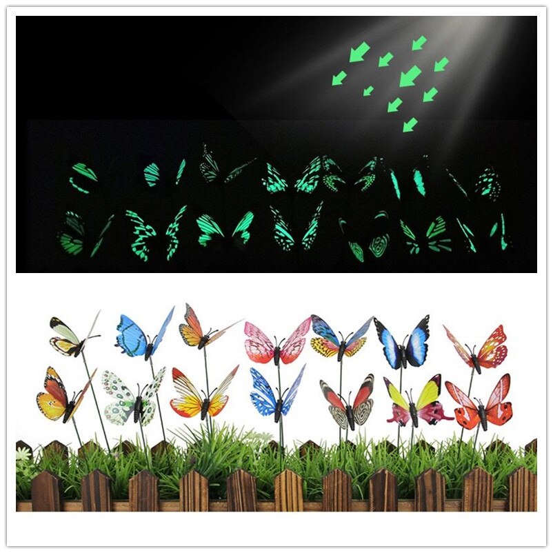 25Pcs Glowing Vlinder Tuin Decoratie Decoratieve 3d Vlinders Glow In Dark Lichtgevende Vlinders Voor Decor