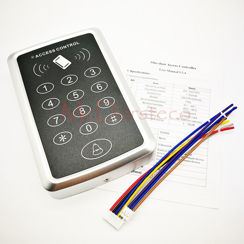 Standalone Access Controller with 10pcs EM keychains RFID Access Control Keypad digital panel Card Reader For Door Lock System