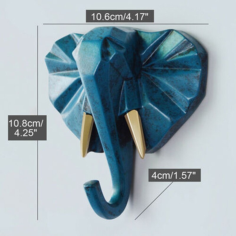 Colgador de pared de cabeza de Animal de estilo nórdico, Perchero de ciervo, rinoceronte, gancho para ropa, soporte para llaves, decoración del hogar de resina, 1 unidad: B2