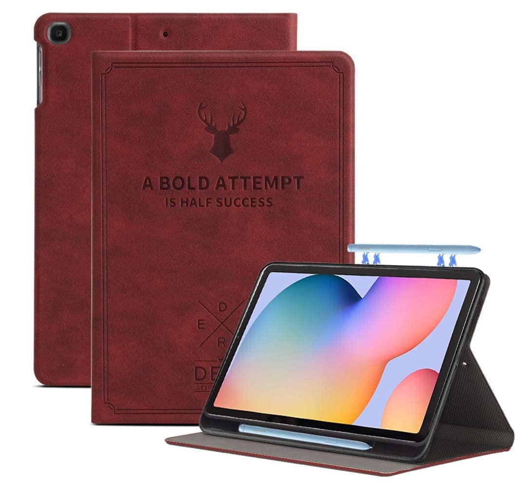 Voor Samsung Galaxy Tab S6 Lite Case Pu Leather Protection Cover Voor Samsung Tab S6 Lite 10.4 SM-P610 P615 Tablet case: WineRed