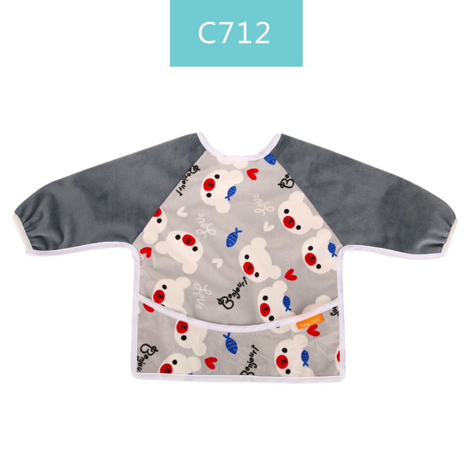 Happyflute Baby Slabbetjes Waterdichte Baby Slabbetjes Print Pul & Print Minky Leuke Lange Mouwen Kinderen Bib Burp Kleding Baby Spullen: C712
