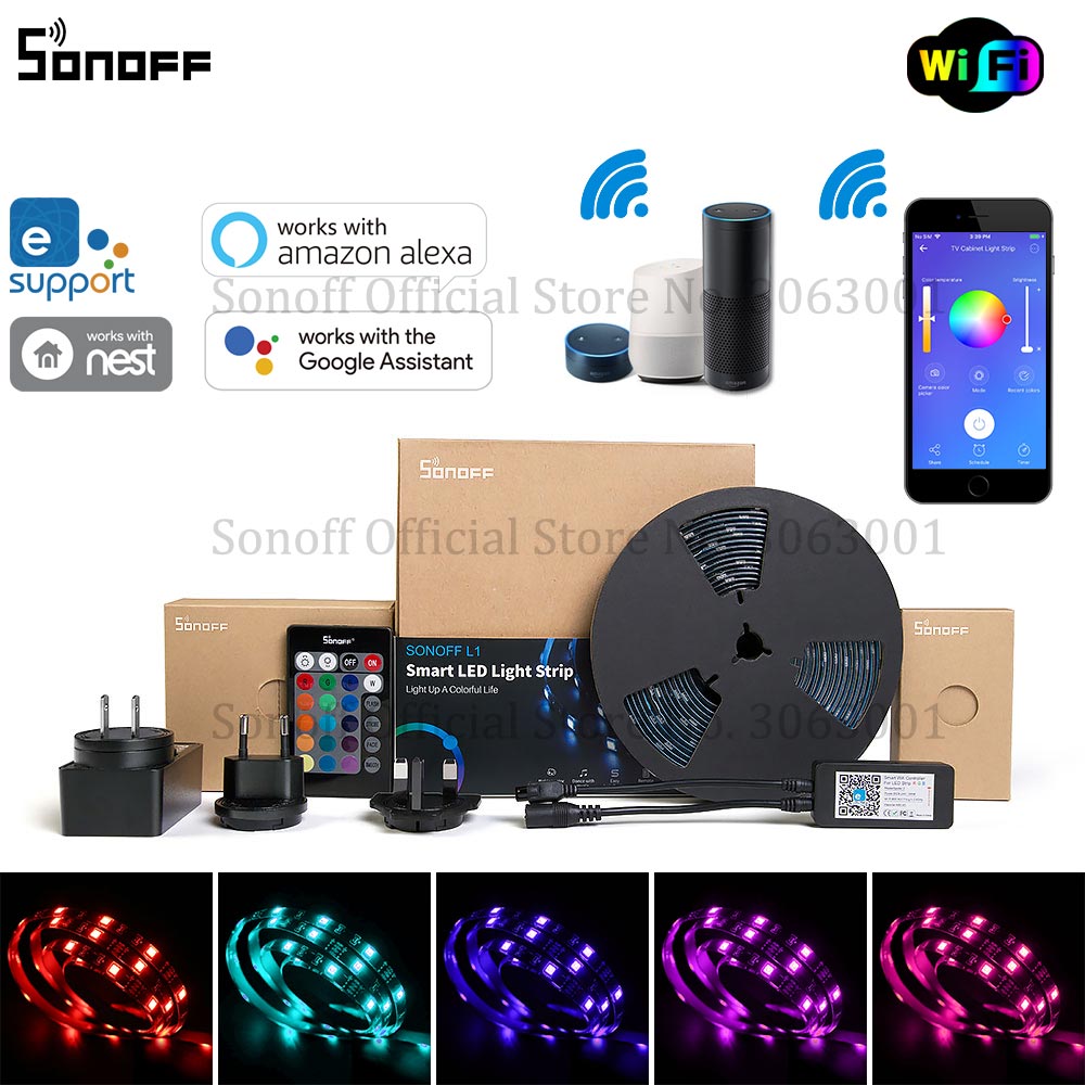 Sonoff L2 Smart Led Light Strip Dimbare Waterdichte Wifi Flexibele Rgb Strip Verlichting Werk Met Alexa Google Thuis, dance Met Muziek