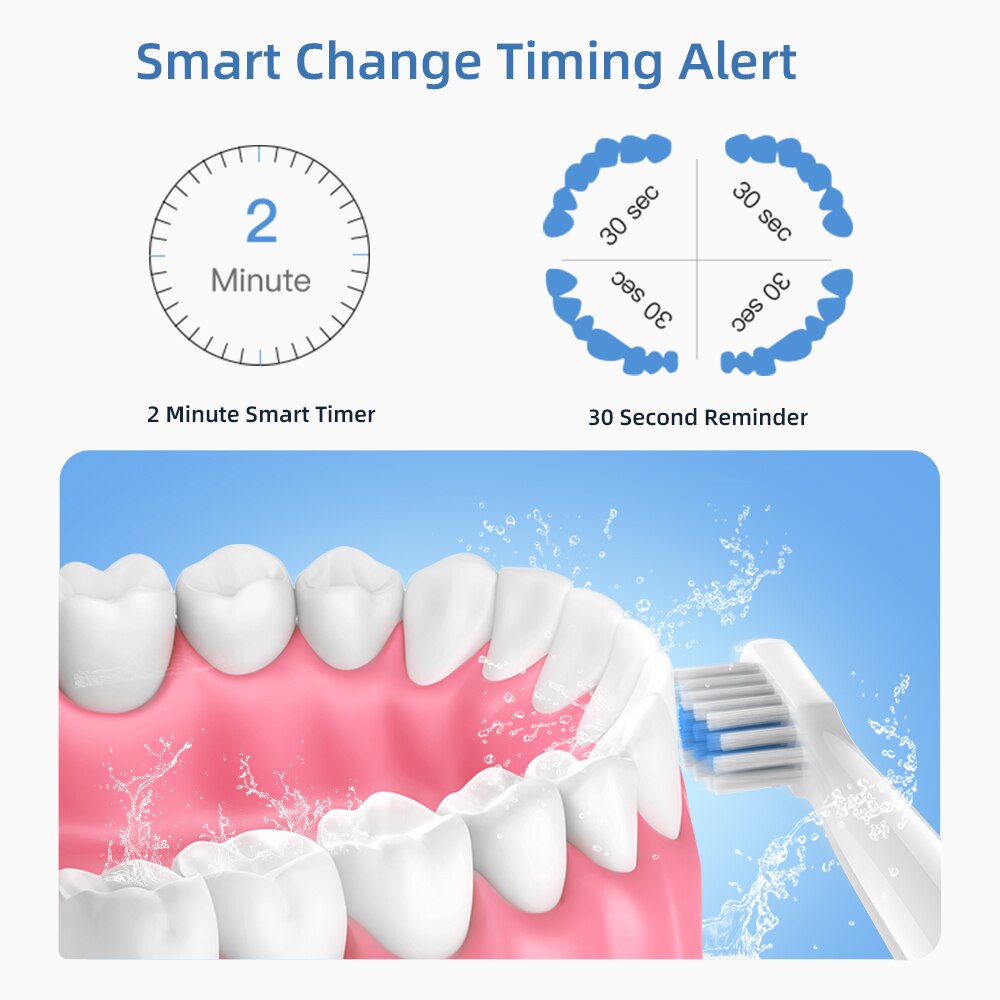 Electric Toothbrush With Two Brush Heads Adult Five-speed USB Rechargeable Teeth Brush Powerful Ultrasonic Electric Toothbrush