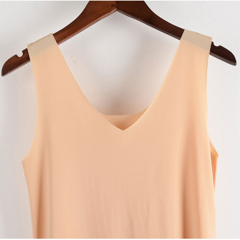 Zomer Plus Size Volledige Onderjurk Vrouwen Dunne Ijs Zijde Lange Petticoat Onderrok Mouwloze Band Nachtjapon Nachthemd M-3XL