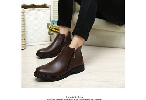 Automne et hiver chaussures en coton pour hommes en cuir bottes Chelsea Martin imperméables bottes tendance britannique chaussures pour hommes: Brown / 7