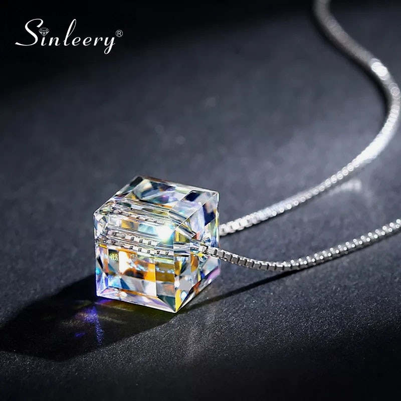 Sinleery brilho estrela cubo bola lágrima cristal colar rosa ouro cor prata gargantilha corrente feminino acessórios jóias xl042 ssa