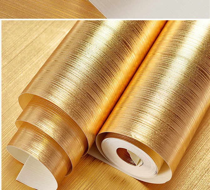 Luxus Reflektierende Draht Zeichnung Gold Folie Tapete PVC funkeln metallisch Wandbild Tapete Wasserdicht für Wohnzimmer Bar 10 M