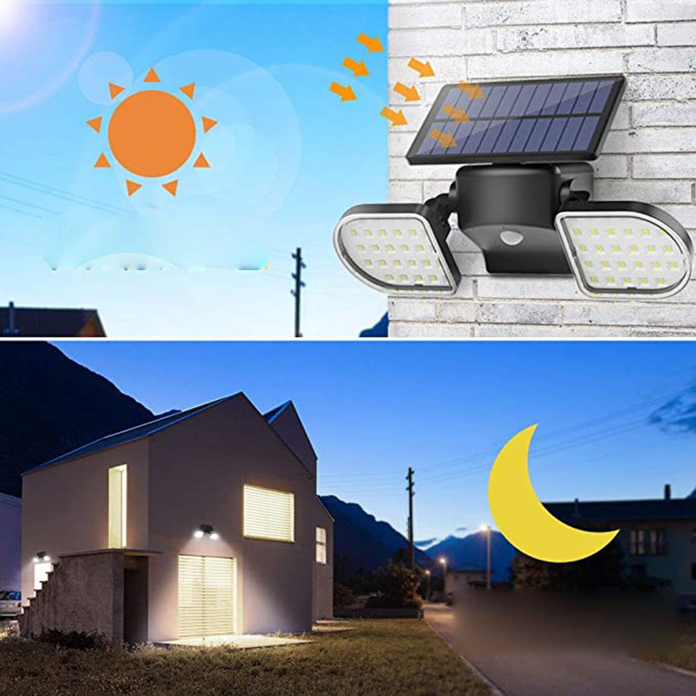 Human Induction Landscape Street Light Courtyard Outdoors Lighting Wall Light Solar Square Double Head Spotlight ICOCO CE