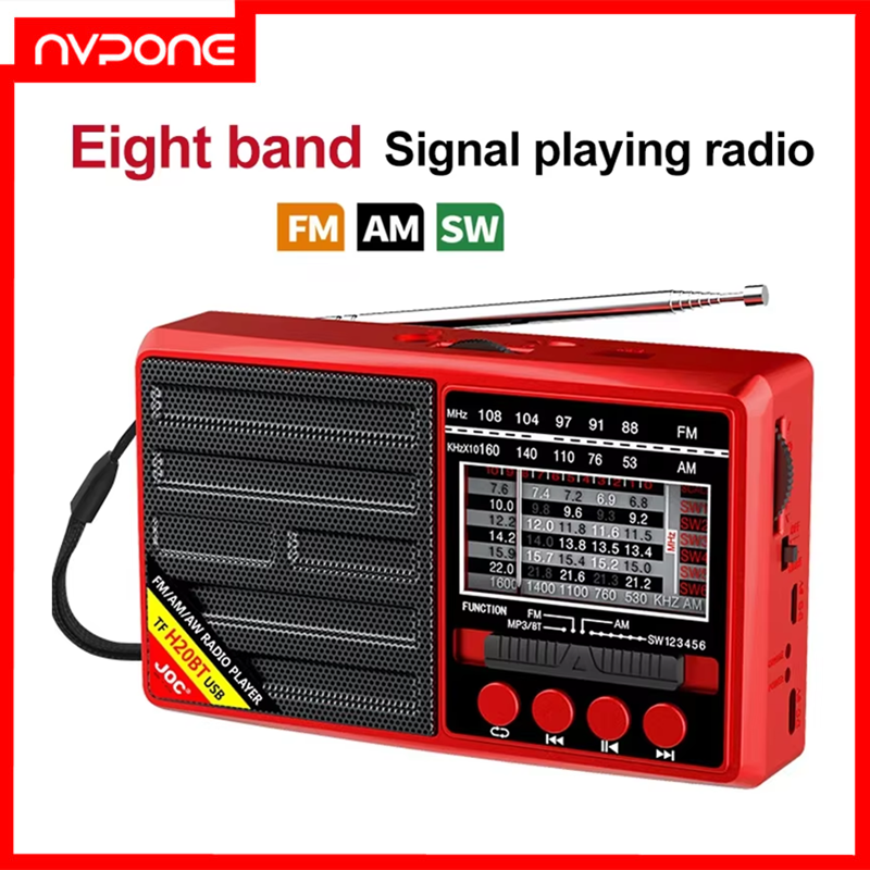 Bärbar fm/am/sw-radio med fullbandsmottagare, laddningsbar radio med 3.5mm jackar, tf/usb-musikspelare med lcd-skärm, led-ficklampa