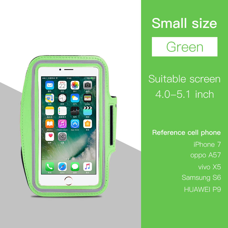 Waterproof Sports Running Wristband 4.0-6.5 inch Mobile Phone Armband Case for iPhone XS MAX X 8 Plus Xiaomi Case Phone holder: Small Green