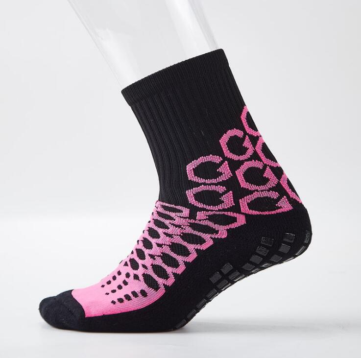 Anti slip fodbold sokker bomuld fodbold sokker mænd basketball sport udendørs sokker: Sort lyserød