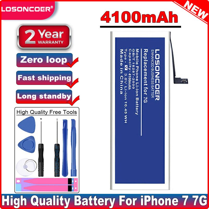 4100 Mah Hoge Capaciteit Voor Originele Apple Iphone 7 Batterij, 7 Plus Batterij Mobiele Telefoon Batterijen + Gratis Tools Kit