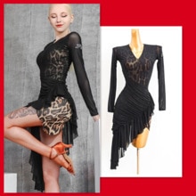 Léopard robe latine pratique latine danse salsa robe bachata robe 667