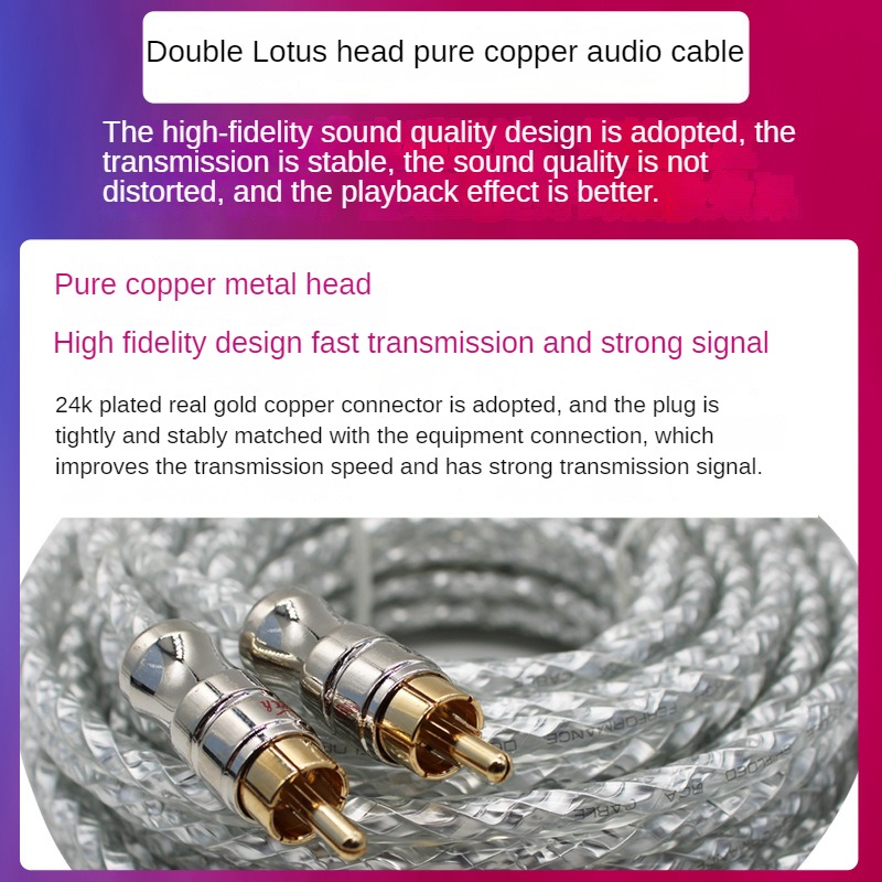 Cable de Audio para coche, Cable de señal de cabeza de Metal de cobre puro, altavoz de Audio estéreo, amplificador de Cable, instalación de subwoofer RCA, cableado secundario