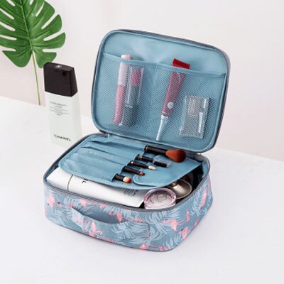 Bolsa de maquiagem profissional de duas camadas, bolsa portátil transparente para armazenamento de cosméticos, kit de higiene pessoal: B Style Flamingo