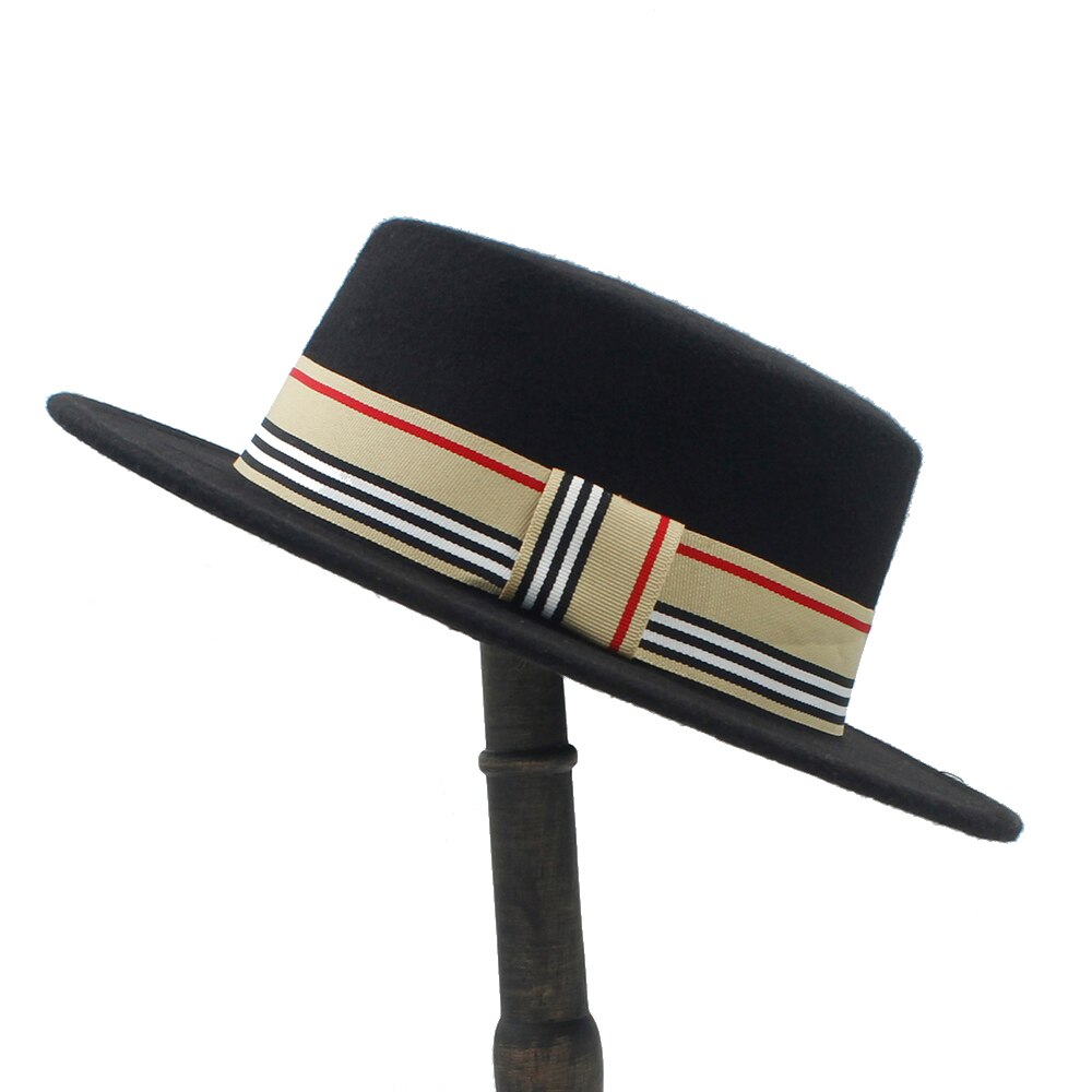 Frauen Männer Wolle Flache Homburg Filzhut Gentleman Schweinefleisch Kuchen Kirche Bootsfahrer Panama oben Kappen Gute Paket Größe 56-58 CM