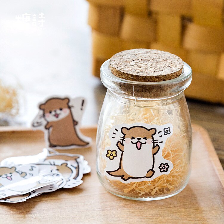 45 stk søt oter mini papir klistremerke dagbok dekorasjon diy scrapbooking etikett segl klistremerke skrivesaker