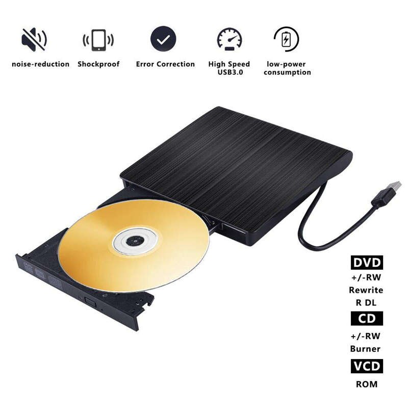 Esterno Cd Dvd Drive Con Il Caso Usb 3.0 Drive Ottico Portatile Slim Lettore Cd Rw Rom Burner Writer Masterizzatore ad alta Velocità F