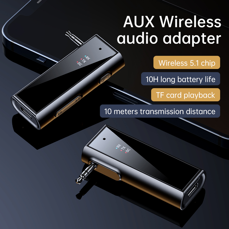 Bluetooth 5.0 Ontvanger Zender Cd Muziek Draadloze Audio Adapter Met Hd Mic Ondersteuning Tf Kaart 3.5Mm Aux Jack Voor Carkit